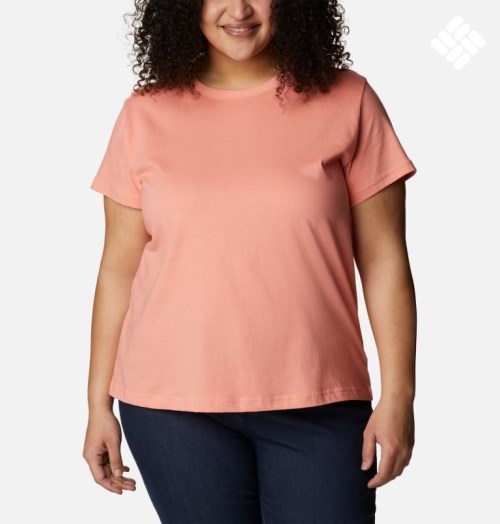 Columbia Sapphire Point Kort Sleeve T-skjorte Dame Korall | Plus Size 75821I